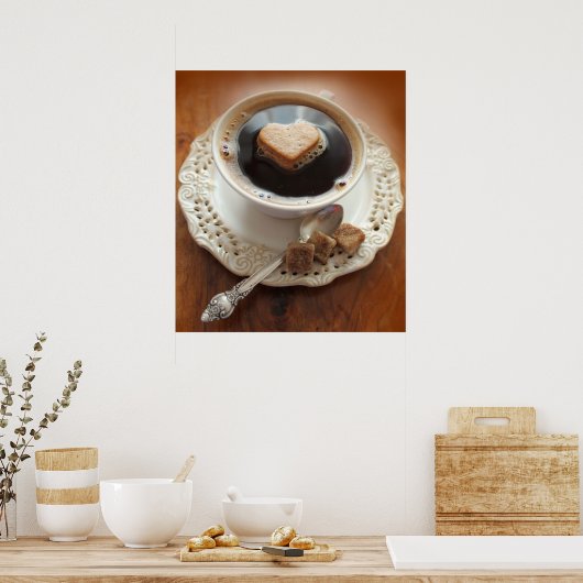 Koffiebeker met hart poster (Keuken)