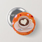 Koffiebeker met hart ronde button 5,7 cm (Voorkant /achterkant)