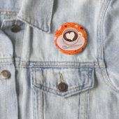 Koffiebeker met hart ronde button 5,7 cm (In situ)