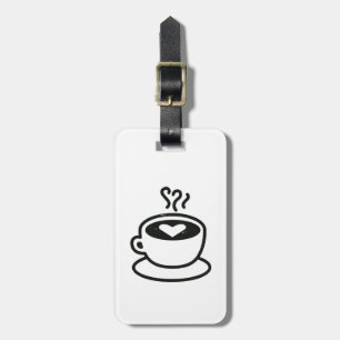 Koffiebeker met hartontwerp (versleten stijl) bagagelabel