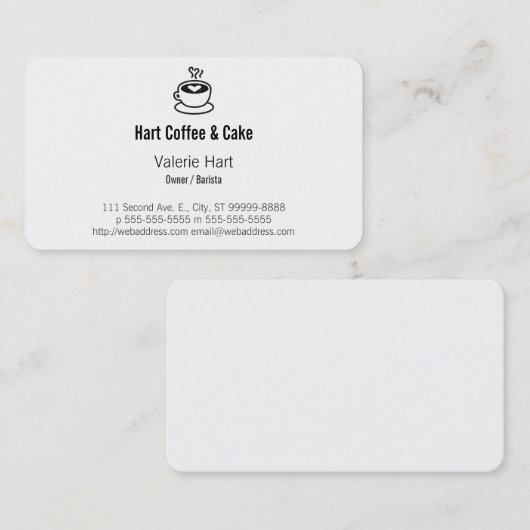 Koffiebeker met hartontwerp visitekaartje (Voorkant / Achterkant)