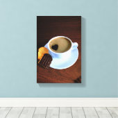 Koffiebeker met hartverwarmd schuim canvas afdruk (Insitu (Houten vloer))