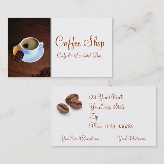 Koffiebeker met hartverwarmd schuim visitekaartje (Voorkant / Achterkant)