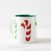 Koffiebeker met kerstsnoepriet tweekleurige koffiemok (Voorkant links)