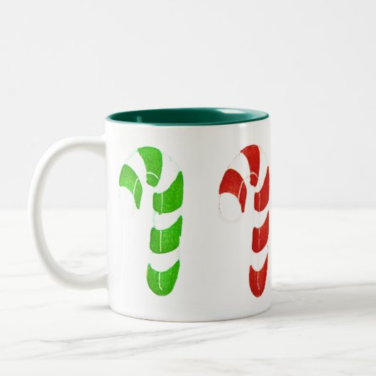 Koffiebeker met kerstsnoepriet tweekleurige koffiemok (Links)