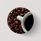 Koffiebeker met koffie, koffiebonen ronde button 3,2 cm (Voorkant)