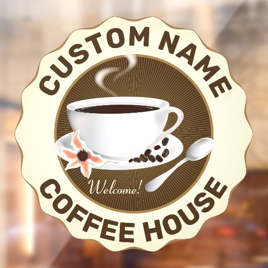 Koffiebeker met koffiebonen raamsticker (Vel 2)