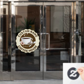 Koffiebeker met koffiebonen raamsticker (Kantoordeur)