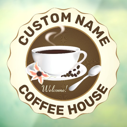 Koffiebeker met koffiebonen raamsticker (Vel 3)