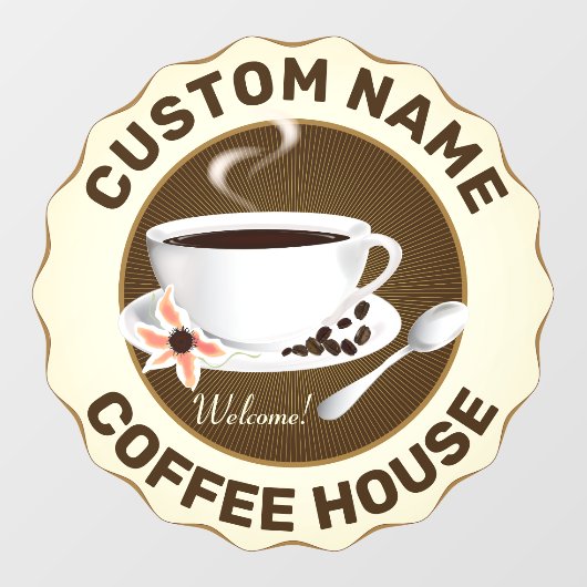 Koffiebeker met koffiebonen raamsticker (Vel)