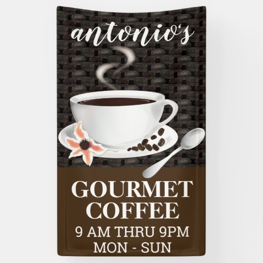 Koffiebeker met koffiebonen spandoek (Verticaal)