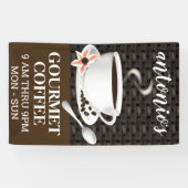 Koffiebeker met koffiebonen spandoek (Horizontaal)