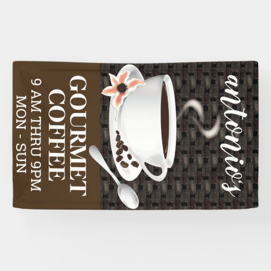 Koffiebeker met koffiebonen spandoek (Horizontaal)