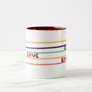 "Koffiebeker met liefde – Kleurrijk ontwerp met li Tweekleurige Koffiemok