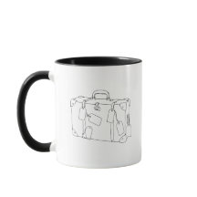 Koffiebeker met lijnkunstkoffer
