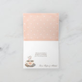 Koffiebeker met monogram en hart in blosroze kleur bedankkaart (Binnen)