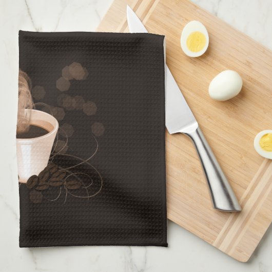 Koffiebeker met wensen en bonen theedoek (Quarter Fold)