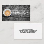 Koffiebeker op houten tafel visitekaartje (Voorkant / Achterkant)