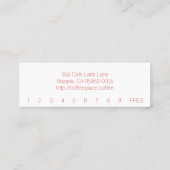 Koffiebeker op rode achtergrond mini klantenkaartje (Achterkant)