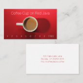 Koffiebeker op rode tafel visitekaartje (Voorkant / Achterkant)