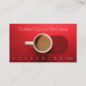 Koffiebeker op rode tafel visitekaartje (Voorkant)