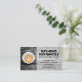 Koffiebeker op  tafel visitekaartje (Staand voorkant)