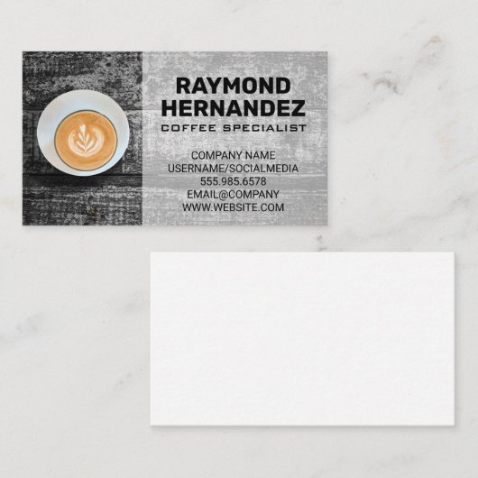 Koffiebeker op  tafel visitekaartje (Voorkant / Achterkant)