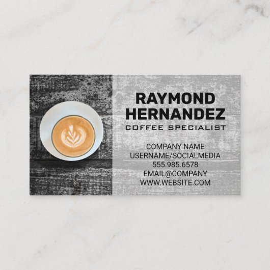 Koffiebeker op  tafel visitekaartje (Voorkant)