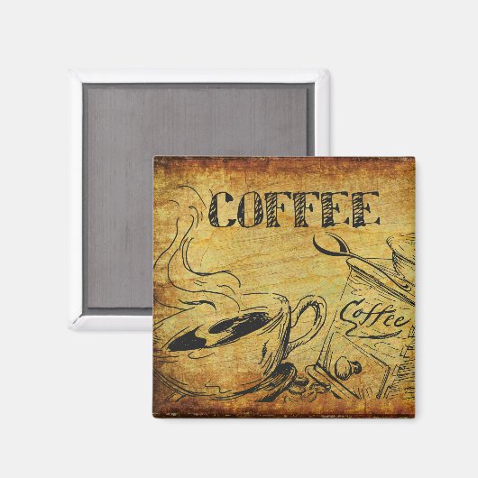  koffiebeker Oude koffiebrinder Magneet (Voorkant / Achterkant)