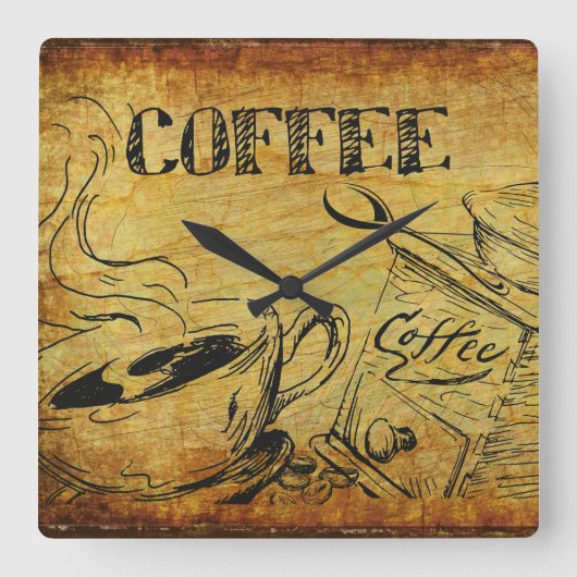  koffiebeker Oude koffiebrinder Vierkante Klok (Voorkant)