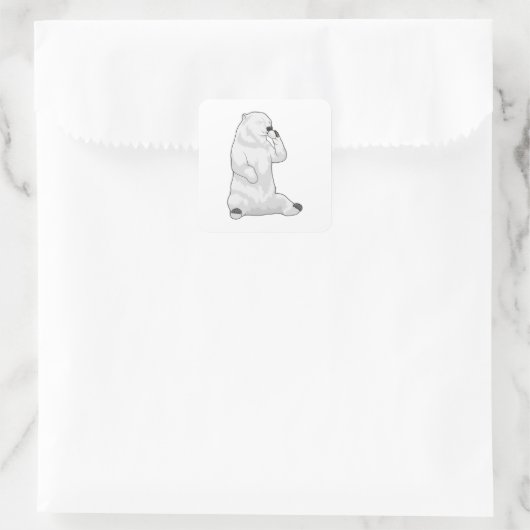 Koffiebeker Polar beer Vierkante Sticker (Tas)
