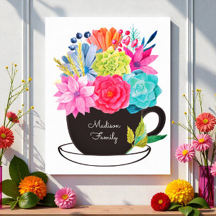 Koffiebeker roze rode bloemen keukenPoster Poster