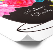 Koffiebeker roze rode bloemen keukenPoster Poster (Hoek)