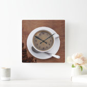 Koffiebeker - Square Wall klok (Huis)