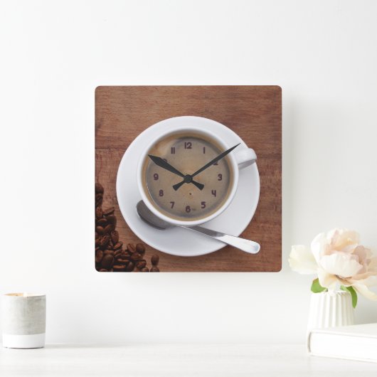 Koffiebeker - Square Wall klok (Huis)