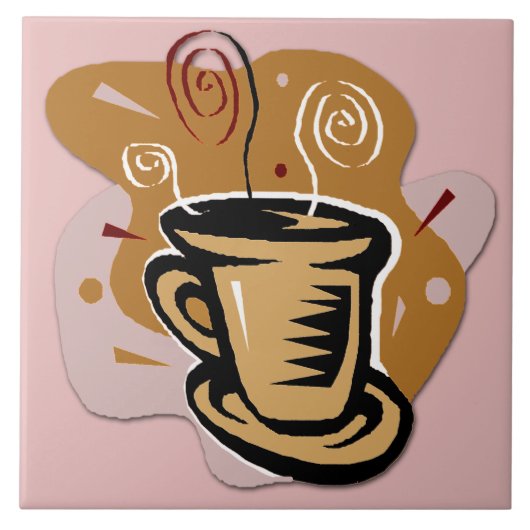 Koffiebeker - Swirl Design Tile/Trivet Tegeltje (Voorkant)