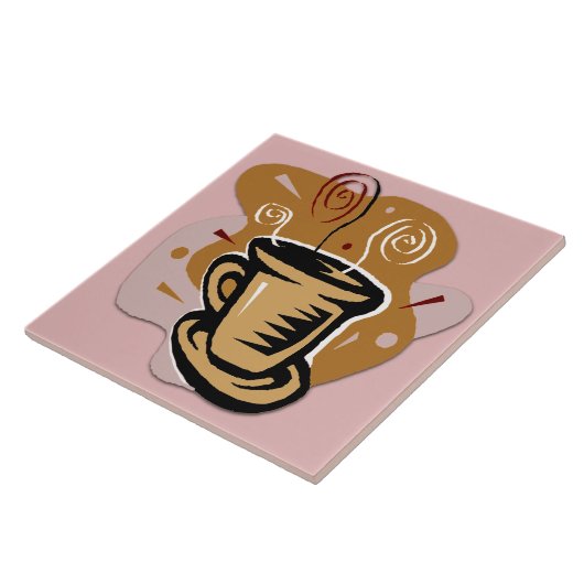 Koffiebeker - Swirl Design Tile/Trivet Tegeltje (Zijkant)