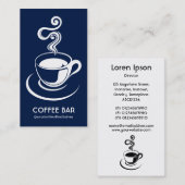 Koffiebeker verticaal - wit en donkerblauw 001744 visitekaartje (Voorkant / Achterkant)