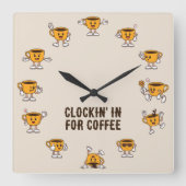 Koffiebeker Vierkante Klok (Voorkant)