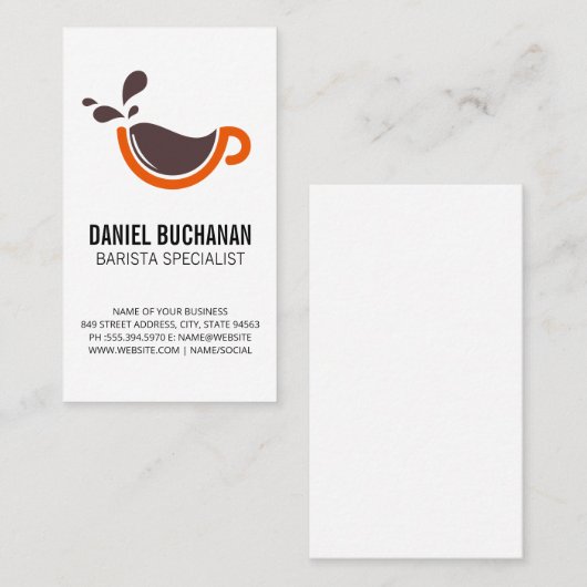 Koffiebeker Visitekaartje (Voorkant / Achterkant)