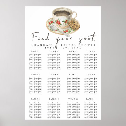 Koffiebeker Vrijgezellenfeest zitkaart Poster (Voorkant)