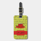 Koffiebeker & woorden Lime Green & Red Monogrammed Bagagelabel (Voorkant verticaal)