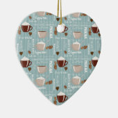 Koffiebekers Blauwe Verticale lijnen Kaffeïnekorre Keramisch Ornament (Rechts)