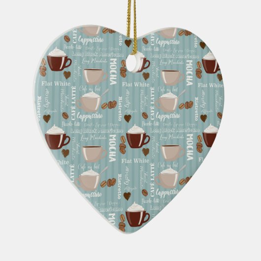 Koffiebekers Blauwe Verticale lijnen Kaffeïnekorre Keramisch Ornament (Rechts)