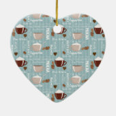 Koffiebekers Blauwe Verticale lijnen Kaffeïnekorre Keramisch Ornament (Achterkant)