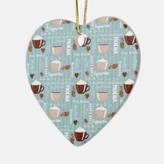 Koffiebekers Blauwe Verticale lijnen Kaffeïnekorre Keramisch Ornament (Links)