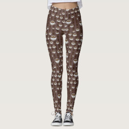 Koffiebekers en strepen Leggings
