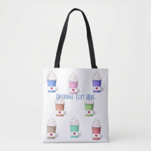 Koffiebekers in volledige kleuren tote bag