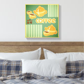Koffiebekers, koffiepotten en koffiebonen canvas afdruk (Insitu (Slaapkamer))