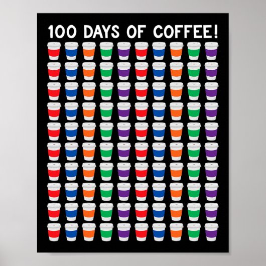 Koffiebekers Leraar 100ste Dag van de School Fun Poster (Voorkant)